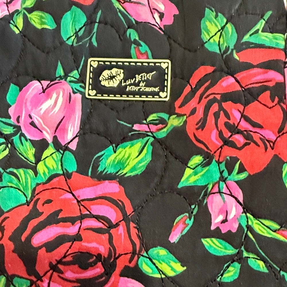 Betsey Johnson Luv Betsey Rose Print Tote Bag | Large Carryall Statement Bag - Picture 2 of 15
